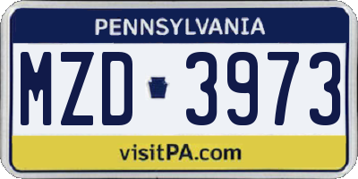 PA license plate MZD3973