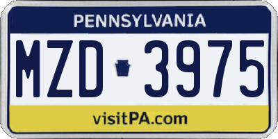 PA license plate MZD3975