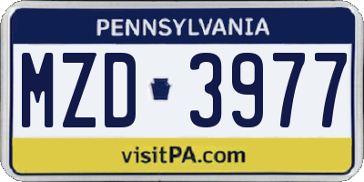 PA license plate MZD3977