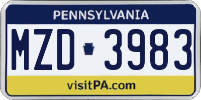 PA license plate MZD3983