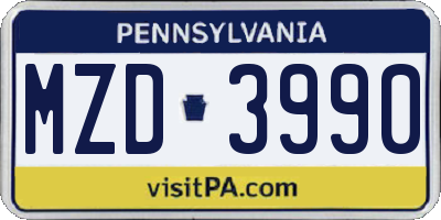PA license plate MZD3990