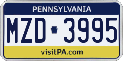 PA license plate MZD3995