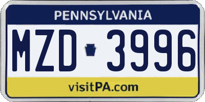 PA license plate MZD3996