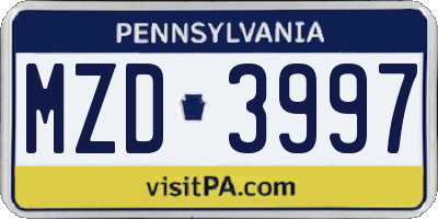PA license plate MZD3997