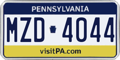 PA license plate MZD4044