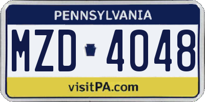 PA license plate MZD4048