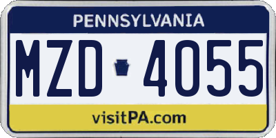 PA license plate MZD4055