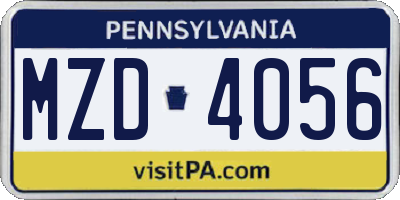 PA license plate MZD4056
