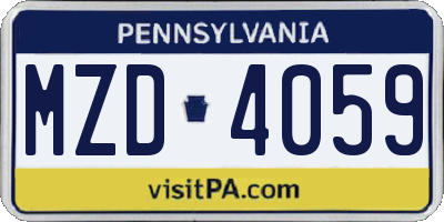PA license plate MZD4059