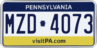 PA license plate MZD4073