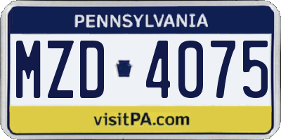 PA license plate MZD4075