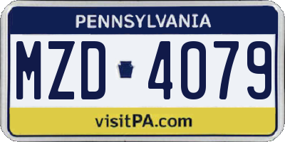 PA license plate MZD4079