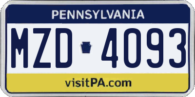 PA license plate MZD4093