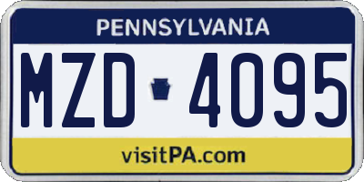 PA license plate MZD4095
