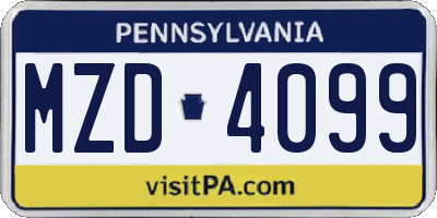 PA license plate MZD4099