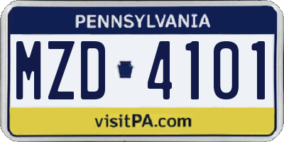 PA license plate MZD4101