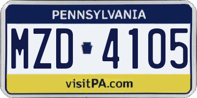 PA license plate MZD4105