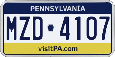 PA license plate MZD4107