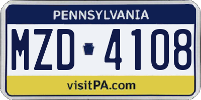 PA license plate MZD4108