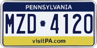 PA license plate MZD4120