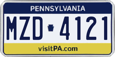 PA license plate MZD4121