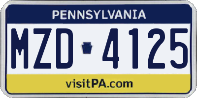 PA license plate MZD4125