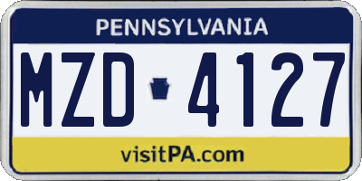 PA license plate MZD4127