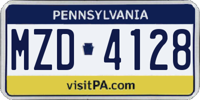 PA license plate MZD4128