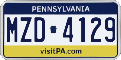 PA license plate MZD4129