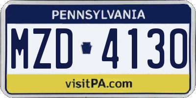 PA license plate MZD4130