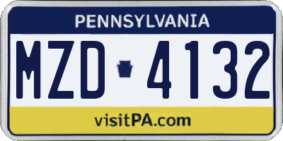 PA license plate MZD4132
