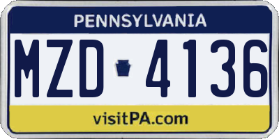 PA license plate MZD4136