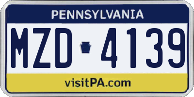 PA license plate MZD4139
