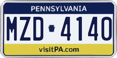 PA license plate MZD4140