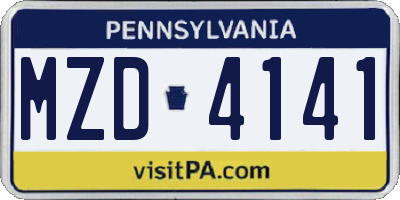 PA license plate MZD4141