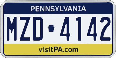PA license plate MZD4142