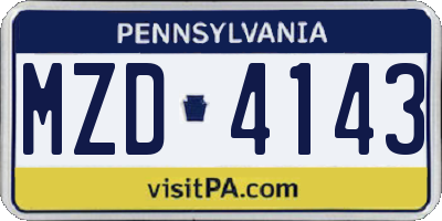 PA license plate MZD4143