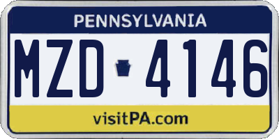 PA license plate MZD4146