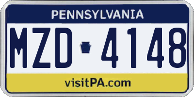 PA license plate MZD4148