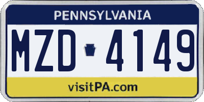 PA license plate MZD4149
