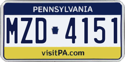 PA license plate MZD4151