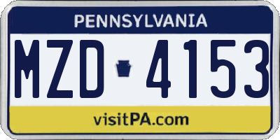 PA license plate MZD4153