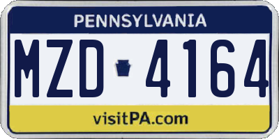 PA license plate MZD4164
