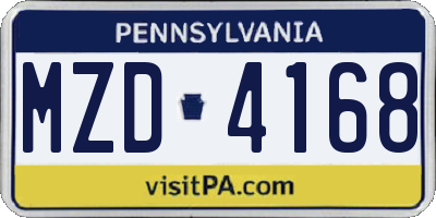 PA license plate MZD4168