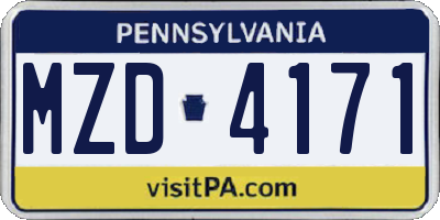 PA license plate MZD4171