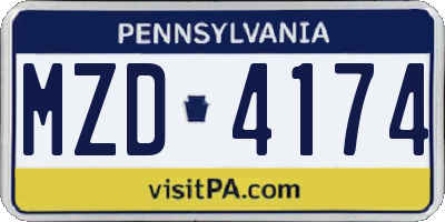 PA license plate MZD4174
