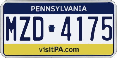PA license plate MZD4175
