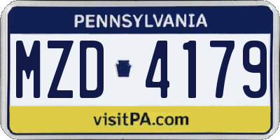 PA license plate MZD4179
