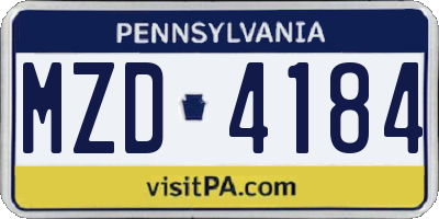 PA license plate MZD4184