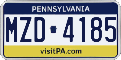 PA license plate MZD4185